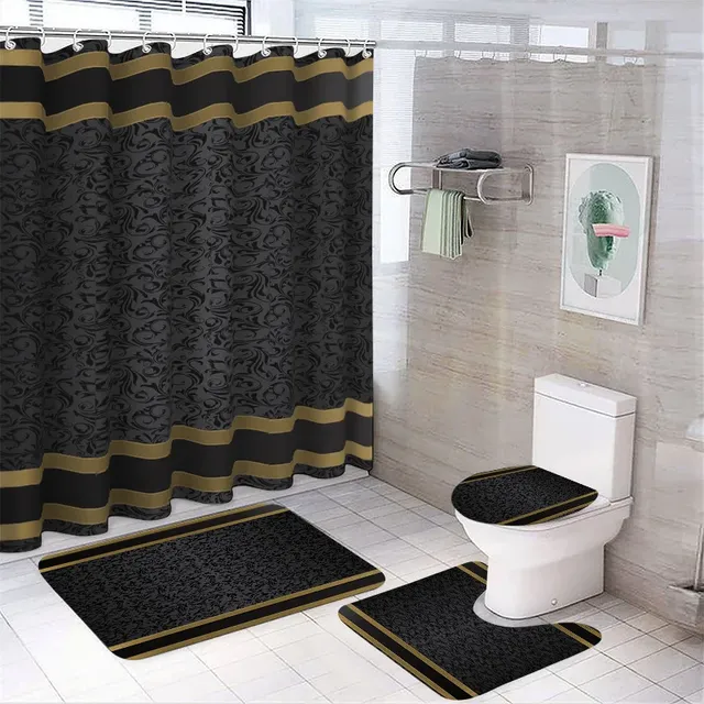 Ensemble de salle de bain de luxe noir et or – vue 2
