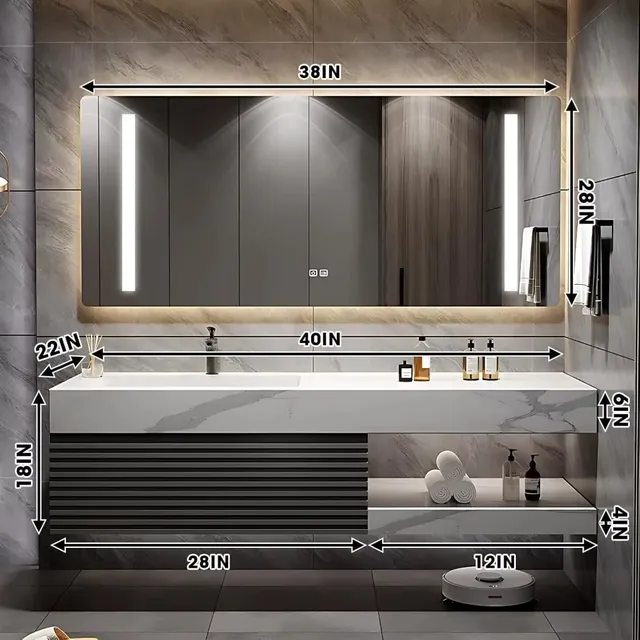 Meuble vasque suspendu contemporain armoire miroir… – vue 2