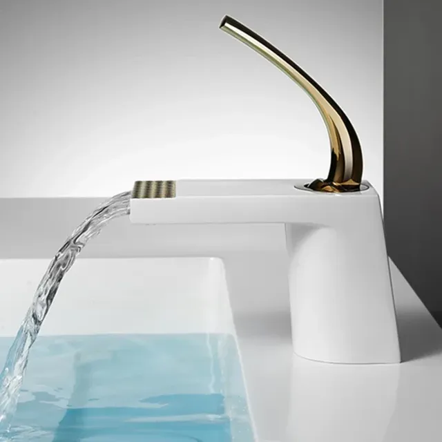 Bassin de bain cascade en laiton doré blanc – vue 6