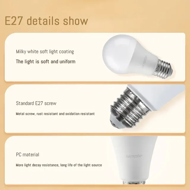 10 pcs/lot LED ampoule E27 AC 110 V 220 V 3 W 8 W 9 W 12… – vue 4