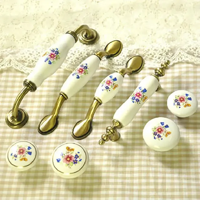 Boutons d'armoire fleur rurale poignée de porte en…