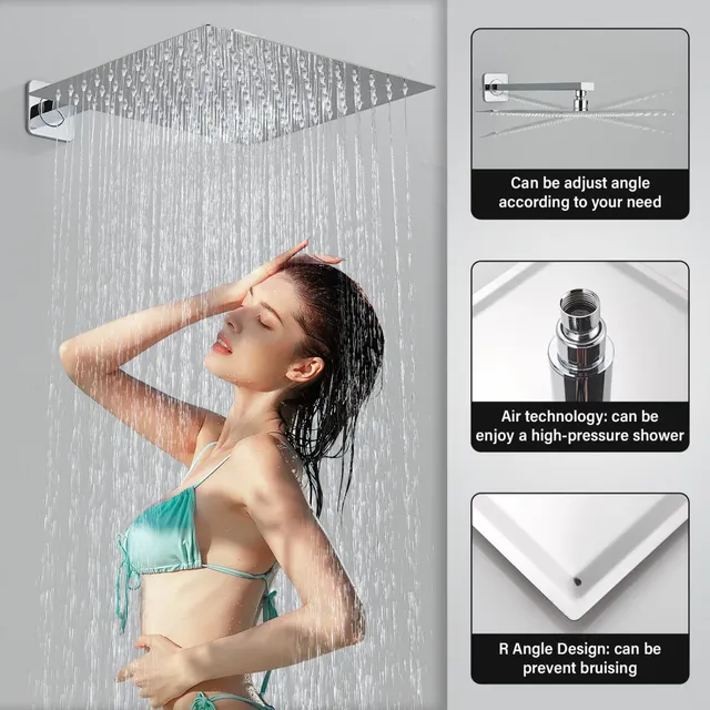 Pommeau de douche de pluie noir mat – vue 5