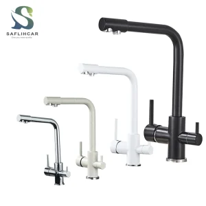 Robinet de cuisine filtré, purificateur en laiton noir, double pulvérisateur d&rsquo;eau potable noir avec robinet mitigeur d&rsquo;évier à pois Torneira