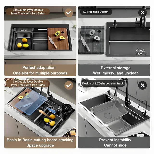 Éviers de cuisine en acier inoxydable 304 – vue 3