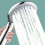 Pommeau de douche réglable à grande sortie d&rsquo;eau à cinq vitesses scellé en plastique, ensemble de pomme de douche à main universelle de haute qualité pour salle de bain