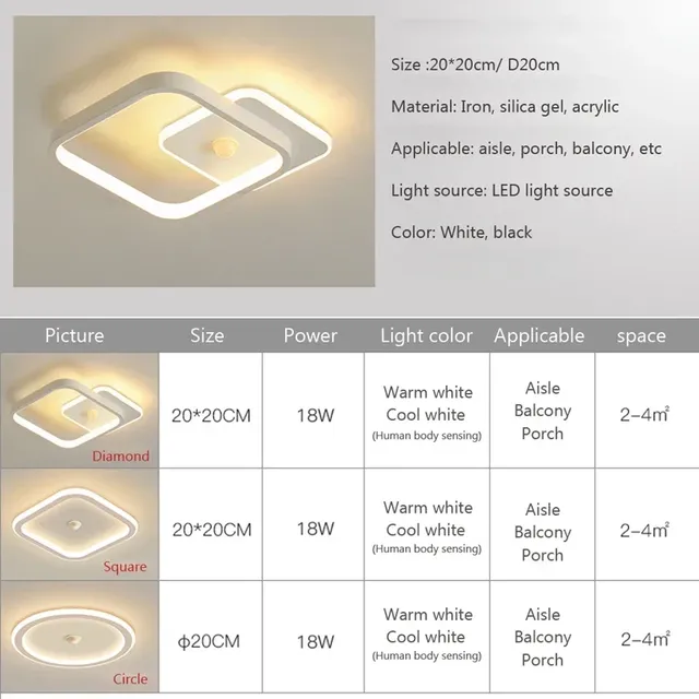 Plafonniers LED intelligents capteur humain éclairage de… – vue 5