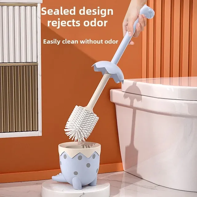 Brosse toilette dinosaure kawaii pastel rose bleu manche… – vue 2