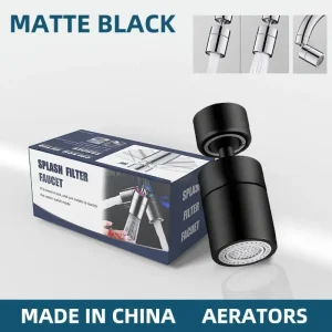 Bec de robinet de cuisine en laiton massif avec 720 °   Pivotant – Accessoire de robinet d&rsquo;évier rotatif durable, conception de cascade anticorrosion