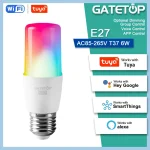 Bombilla inteligente Tuya Wifi/Bluetooth, Led Alexa RGB, ampoule T37 E27, pour Google Assisatnt Smart Life lumière variable 6W AC 110V