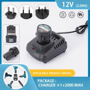 Chargeur batterie lithium 12V 2000mAh LiIon compatible Makita perceuse visseuse meuleuse scie marteau clé outillage sans fil compact ventilé Chargeur batterie lithium 12V 2000mAh LiIon compatible Makita perceuse visseuse meuleuse scie marteau clé outillage sans fil compact ventilé