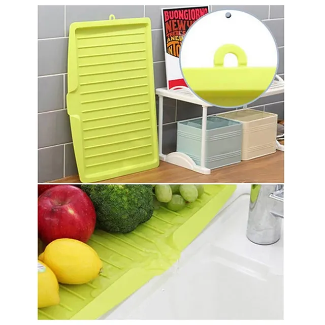 Égouttoir pliable silicone rectangulaire rainures canal… – vue 6