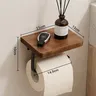 Porte-papier hygiénique avec étagère en bois de noyer… – vue 6