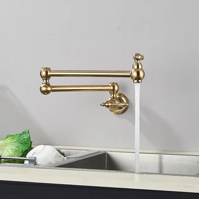 Robinet mural pliable bras double laiton massif brossé… – vue 4