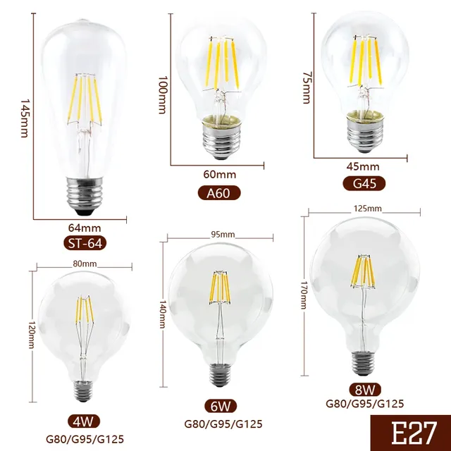 Ampoule LED 220V C35 A60 ST64 G80 G95 G125 lampe à LED… – vue 3