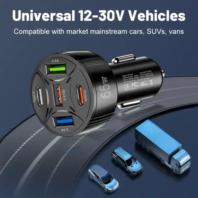 Chargeur de voiture USB 5 ports 65W – vue 5