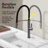 Robinet de cuisine noir avec pulvérisateur rétractable… – vue 6