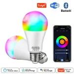 Tuya WiFi ampoule LED intelligente E27 220V 15W ampoule RGB intelligente lumière à intensité variable vocale Parlante travail 85-265V avec Google Assistant/Home Alexa