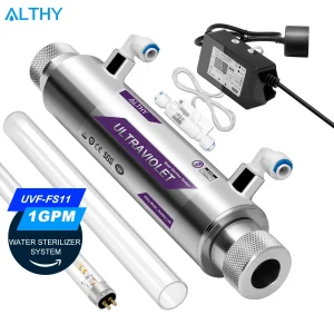 ALTHY UV stérilisateur d’eau ultraviolette système de purificateur lampe de filtre de désinfection + contrôle de commutateur de débit en acier inoxydable 1GPM ALTHY UV stérilisateur d’eau ultraviolette système de purificateur lampe de filtre de désinfection + contrôle de commutateur de débit en acier inoxydable 1GPM