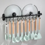 Crochets muraux pour organisateur de cuisine, support en aluminium pour ustensiles de cuisine, porte-couteau, planche à découper, couvercle de cuillère, accessoires de rangement
