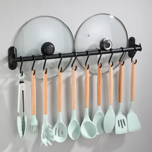 Crochets muraux pour organisateur de cuisine, support en aluminium pour ustensiles de cuisine, porte-couteau, planche à découper, couvercle de cuillère, accessoires de rangement Crochets muraux pour organisateur de cuisine, support en aluminium pour ustensiles de cuisine, porte-couteau, planche à découper, couvercle de cuillère, accessoires de rangement