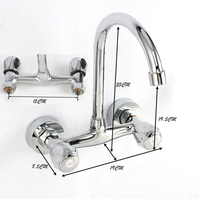 Robinets de lavabo d'eau chaude et froide muraux à… – vue 4