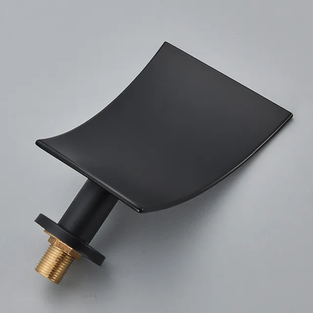 Bec lavabo noir laiton mural cascade plat incurvé jet… – vue 5