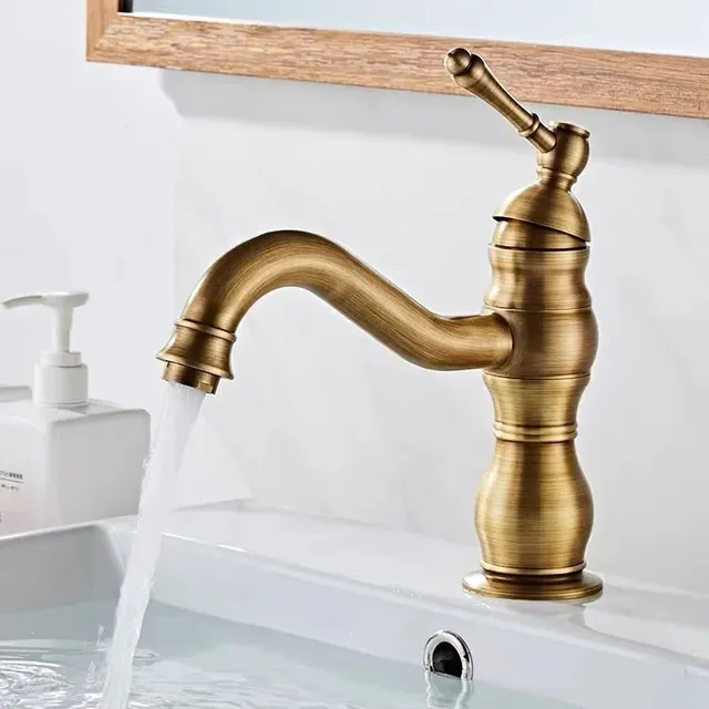Robinet de lavabo Antique en laiton à poignée unique – vue 5