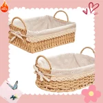 WW paniers de rangement organisateur de cuisine tissé à la main avec poignées boîte à cosmétiques pour le petit déjeuner fruits chambre salle de bain maison décorative