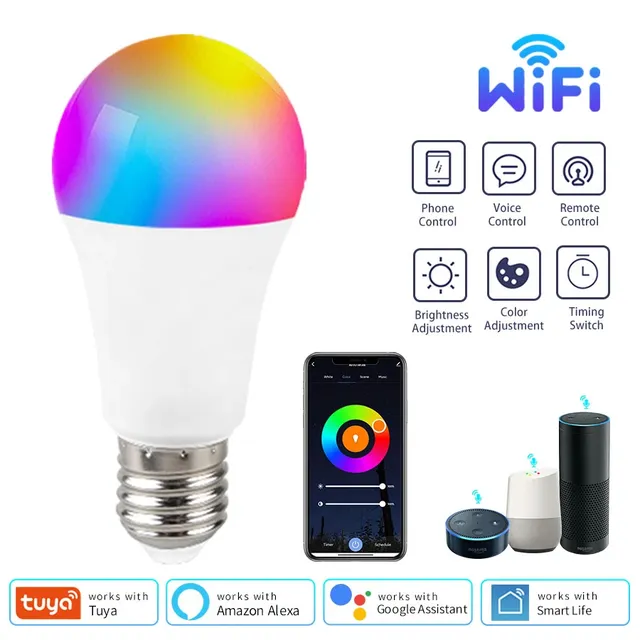E27 Tuya WiFi ampoule LED AC 220V 110V lampe à LED 10W…