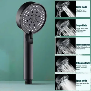 Pommeau de douche à haute pression réglable, pommeau de bain, économie d’eau, accessoires pour la maison, 5 modes, mode pluie, noir Pommeau de douche à haute pression réglable, pommeau de bain, économie d’eau, accessoires pour la maison, 5 modes, mode pluie, noir