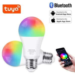 Ampoule LED intelligente E27 sans fil Bluetooth Tuya APP contrôle RGB ampoules décor de chambre lampe à LED Bombillas éclairage d’ambiance de fête Ampoule LED intelligente E27 sans fil Bluetooth Tuya APP contrôle RGB ampoules décor de chambre lampe à LED Bombillas éclairage d’ambiance de fête
