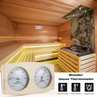 Thermomètre Hygromètre Sauna Bois Clair Mural Analogique Bimétallique…