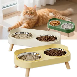 Double bol en acier inoxydable pour chat et chien