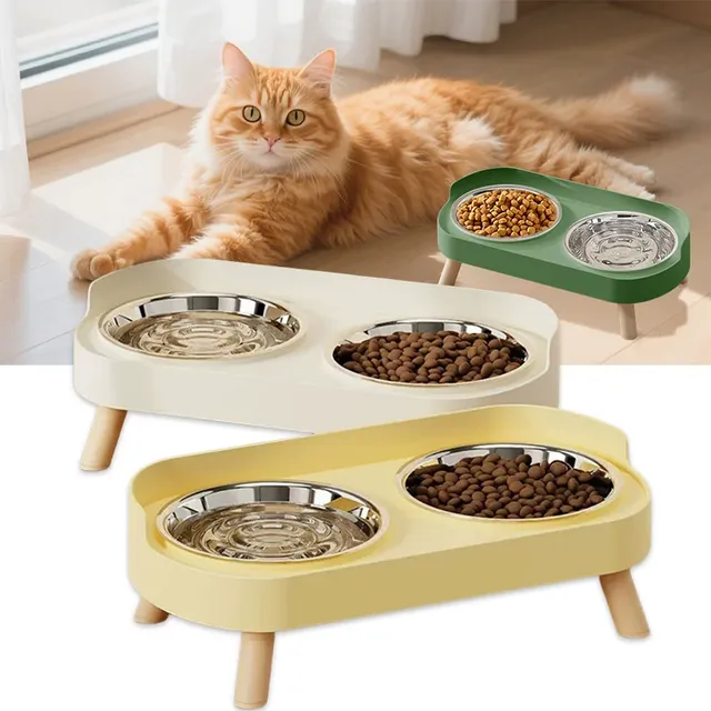 Double bol en acier inoxydable pour chat et chien