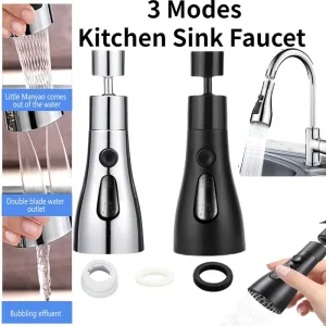 Remplacement de la tête du robinet de cuisine à 3 modes 360 °   Pièces de robinet d&rsquo;évier pivotant, accessoires de cuisine, tête de pulvérisation extractible, robinet de cuisine