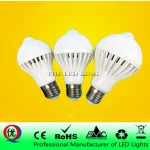 Lampe LED avec capteur de son intelligent/de mouvement PIR, ampoules avec interrupteur et capteur de nuit, contrôle automatique de l&rsquo;éclairage domestique, E27, 220v, 3, 5, 7, 9, 12W