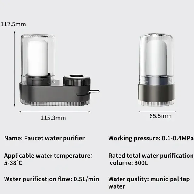 Filtre purificateur d'eau du robinet avec noyau en… – vue 3