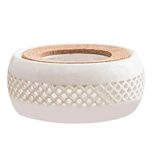 Chauffe théière porcelaine blanche ajourée sculptée… – vue 3