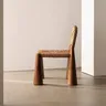 Wabi-Sabi Chaise de salle à manger en rotin et bois massif – vue 3