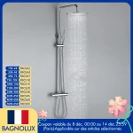 Système de Valve thermostatique murale, ensemble de douche de salle de bains, Chrome poli noir mat, robinet de pluie, tête de pulvérisation supérieure de 8 à 12 pouces