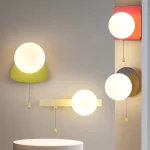 Applique Murale Moderne en Forme de Boule de Verre avec Joli à Fermeture Éclair, Luminaire de Style Crème Minimaliste pour Chambre d&rsquo;Enfant, Lecture de oral et