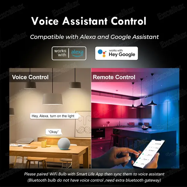 Tuya E27 lampe à LED App contrôle Bluetooth/WiFi ampoule… – vue 4