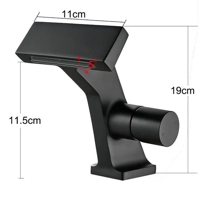 Robinet de salle de bains cascade en laiton gris pistolet – vue 6