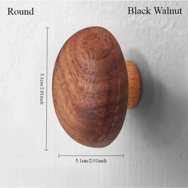 Poignée tiroir bois massif galet noyer noir ergonomique… – vue 5