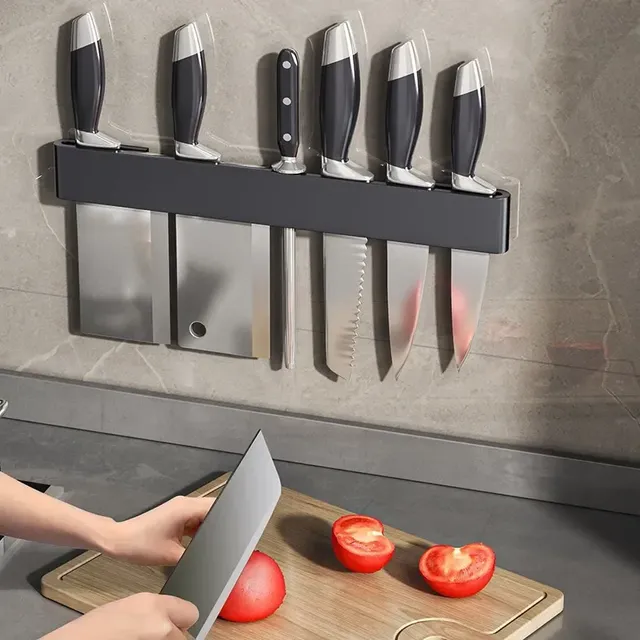 Barre porte couteaux magnétique murale gris mat… – vue 4
