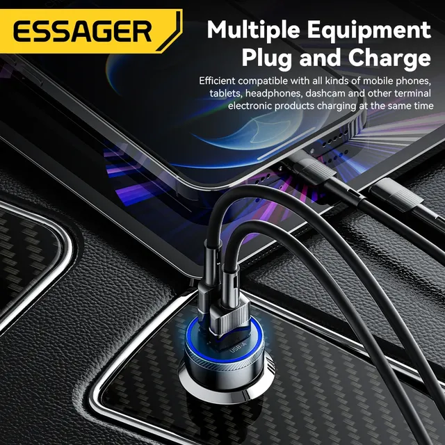 Essager 54W chargeur de voiture 5A Charge rapide Type C… – vue 4