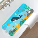 1pc tapis de baignoire monde sous-marin, tapis de bain océan de dessin animé avec ventouses et trous de Dran, tapis de douche en PVC tapis de bain 16*40 pouces