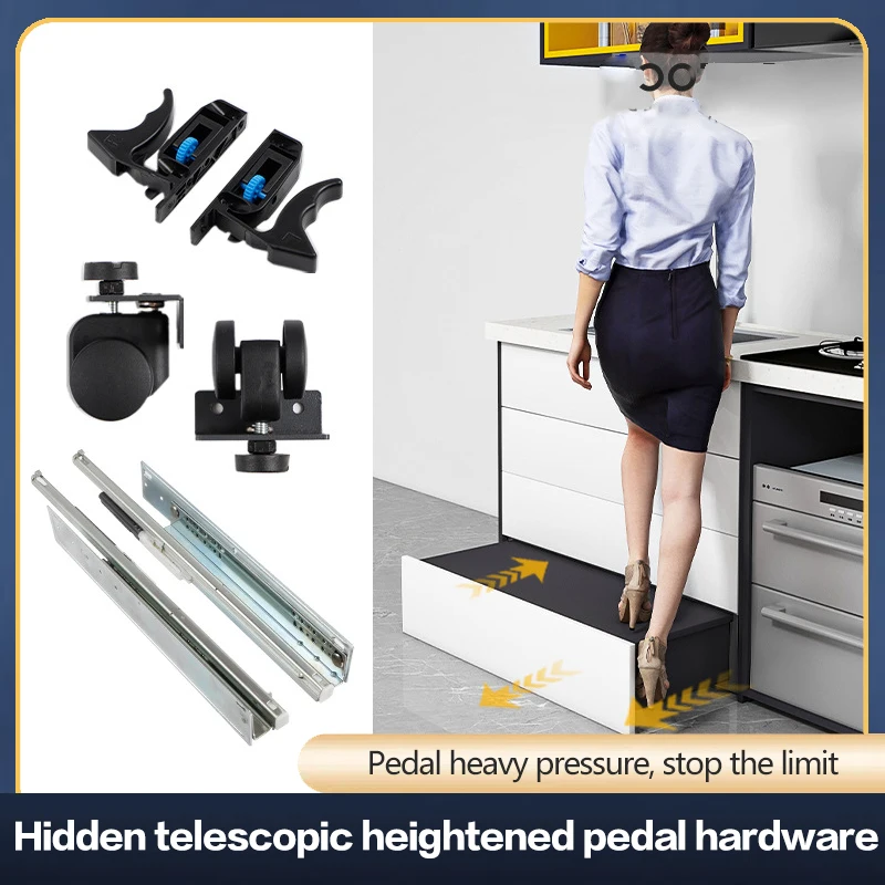 Tapis de cuisine rehaussant le Rail coulissant, matériel télescopique, accessoires de quincaillerie de Table, lavabo domestique, coussinet de pied étendu