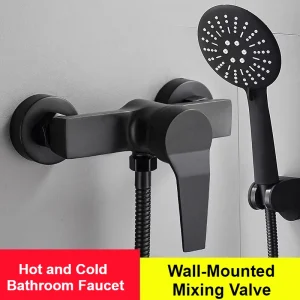 Robinet mitigeur mural noir pour salle de bains et douche, robinet mitigeur domestique à poignée unique, robinet d&rsquo;eau chaude et froide, accessoires de douche