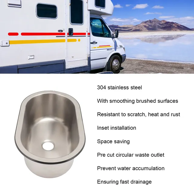 Évier de barre de camping-car en acier inoxydable 304 – vue 5